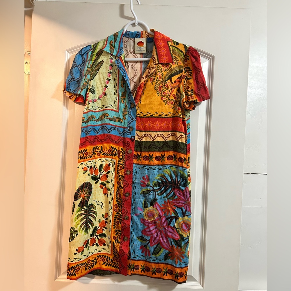 Anthropologie Farm Rio scarf print shirt dress‎ size xxs